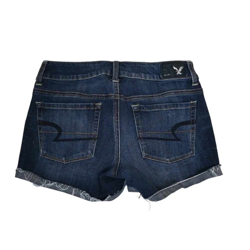 American Eagle Womens 2 Super Stretch Distressed Shortie Denim Shorts